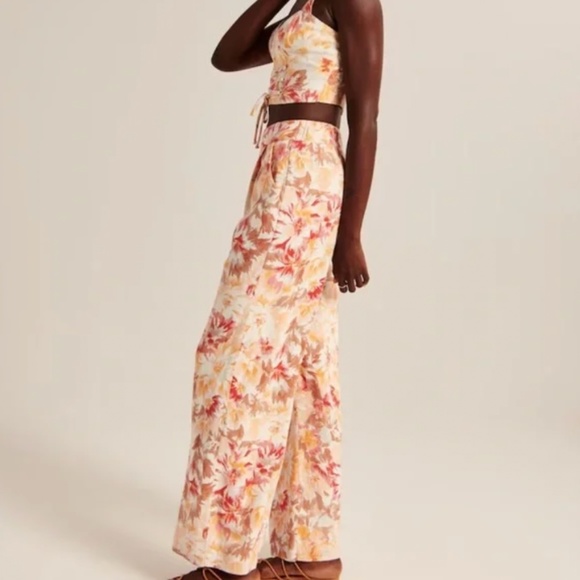 ABERCROMBIE & FITCH Linen Blend Floral Pull On Pants Small S - Picture 2 of 11